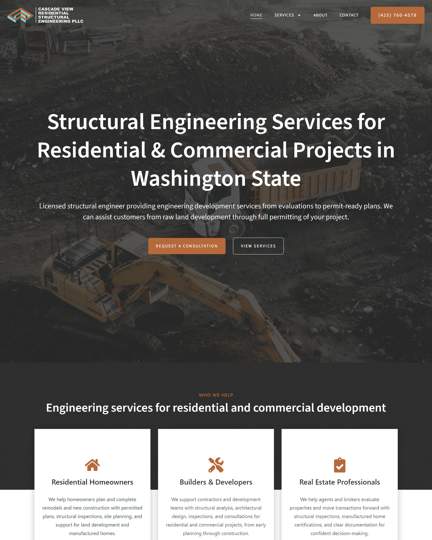Cascade View Residential Structural Engineering homepage design